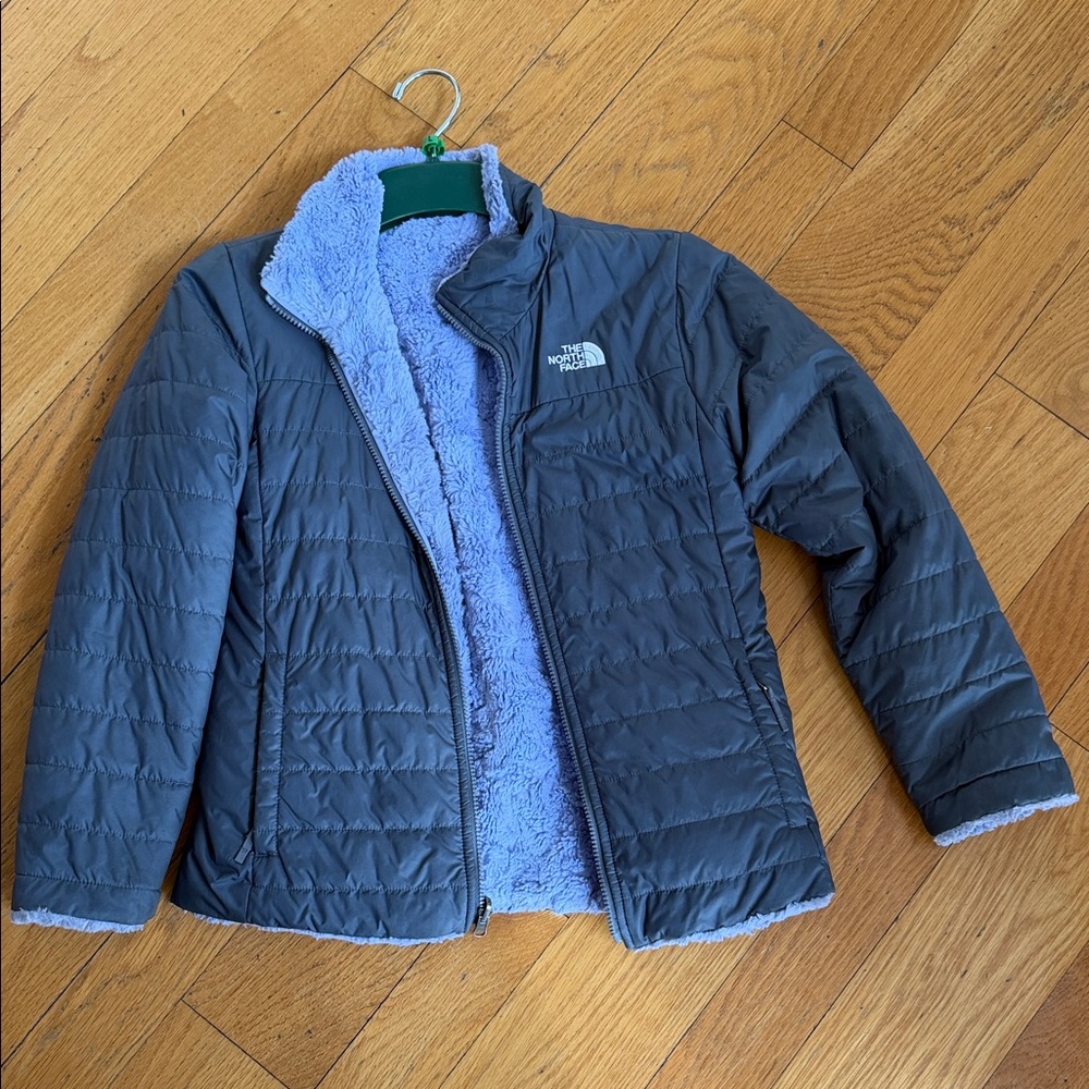 The North Face Charcoal and Lavender Mossbud Swirl Jacket (sz 14/16)
